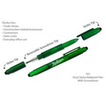 Dual Stylus Ballpoint Pen With Screwdriver Tips - Green